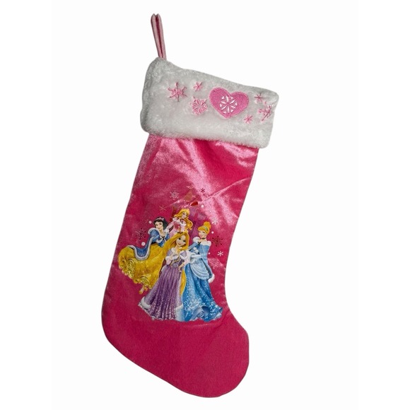 Disney Other - Disney Princess 17" Christmas Stocking Pink Cinderella Snow White Aurora Rupunze